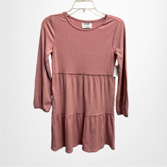 New with Tags Girls Old Navy Ribbed Tiered Mauve Dress Size L (10-12) - Picture 1 of 8